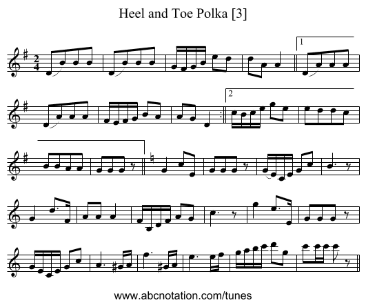 Heel and Toe Polka [3] - staff notation