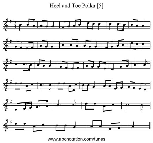 Heel and Toe Polka [5] - staff notation