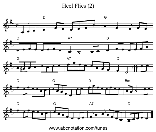 Heel Flies (2) - staff notation