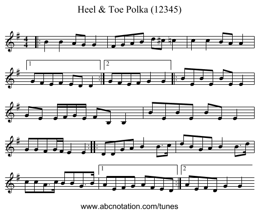 Heel & Toe Polka (12345) - staff notation