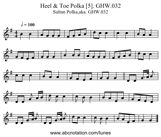 Heel & Toe Polka [5]. GHW.032 - staff notation
