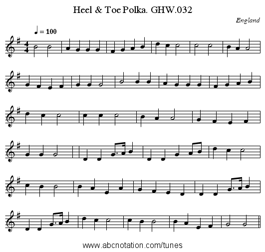 Heel & Toe Polka. GHW.032 - staff notation