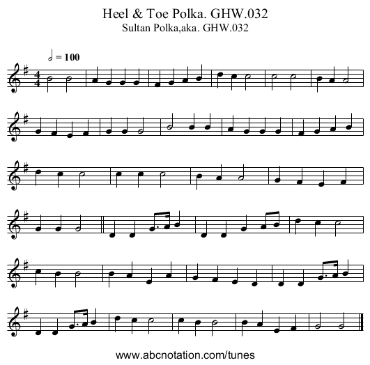 Heel & Toe Polka. GHW.032 - staff notation