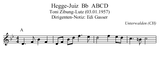 Hegge-Juiz  Bb  ABCD - staff notation