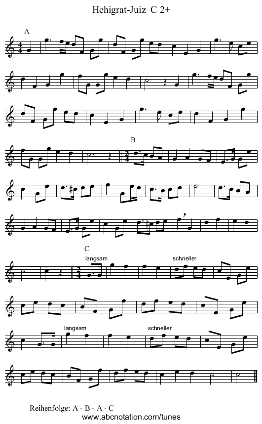 Hehigrat-Juiz C 2+ - staff notation