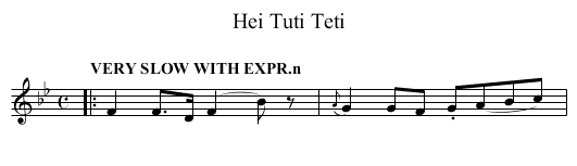 Hei Tuti Teti - staff notation
