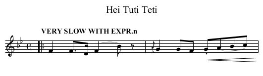 Hei Tuti Teti - staff notation