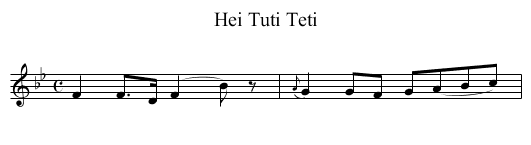 Hei Tuti Teti - staff notation