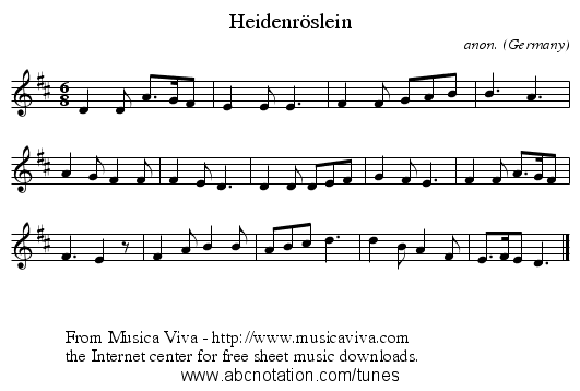 Heidenr&ouml;slein - staff notation