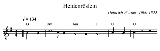 Heidenr&ouml;slein - staff notation