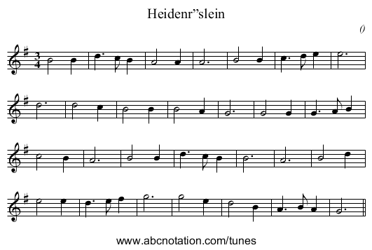 Heidenr”slein - staff notation