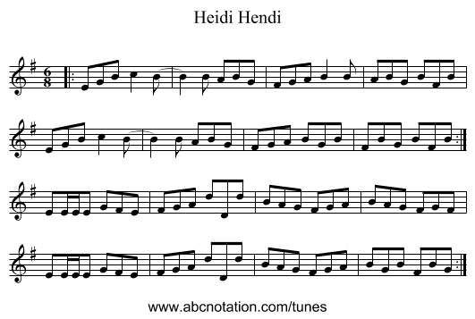 Heidi Hendi - staff notation