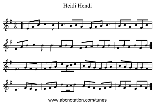 Heidi Hendi - staff notation