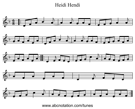 Heidi Hendi - staff notation