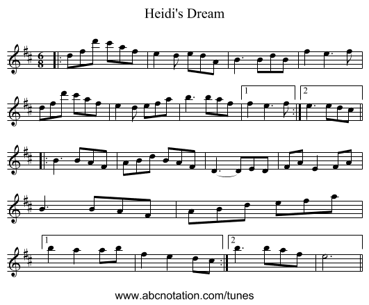 Heidi's Dream - staff notation