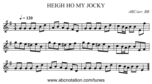 HEIGH HO MY JOCKY - staff notation