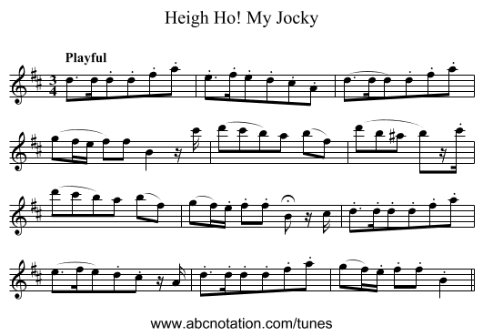 Heigh Ho! My Jocky - staff notation