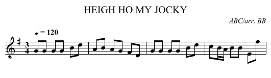 HEIGH HO MY JOCKY - staff notation