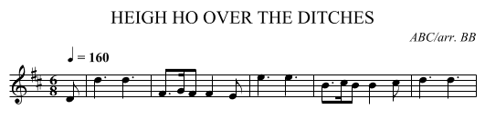 HEIGH HO OVER THE DITCHES - staff notation
