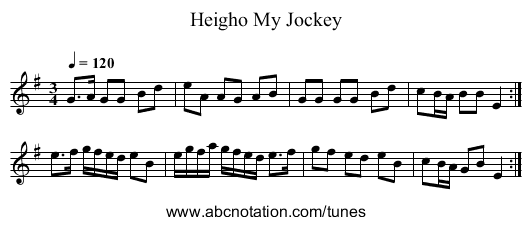 Heigho My Jockey - staff notation