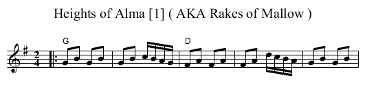 Heights of Alma [1] ( AKA Rakes of Mallow ) - staff notation