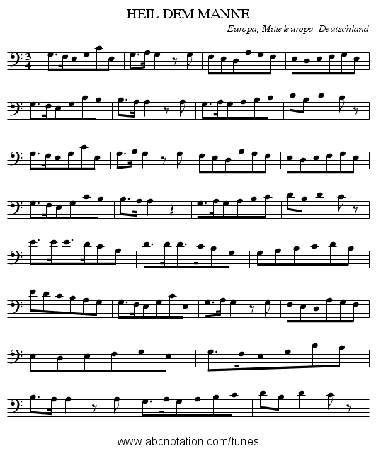 HEIL DEM MANNE - staff notation