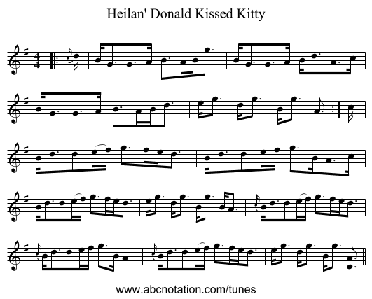Heilan' Donald Kissed Kitty - staff notation