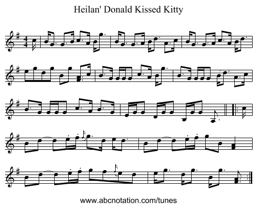 Heilan' Donald Kissed Kitty - staff notation