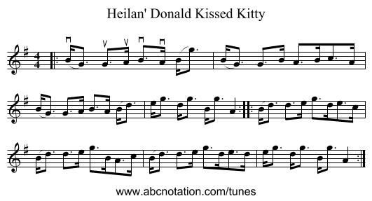 Heilan' Donald Kissed Kitty - staff notation