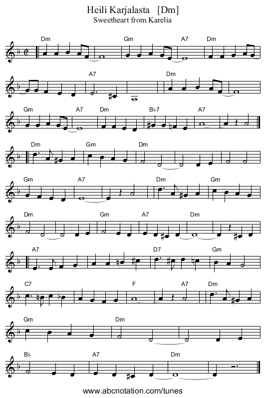 Heili Karjalasta   [Dm] - staff notation