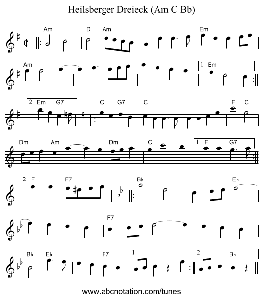 Heilsberger Dreieck (Am C Bb) - staff notation