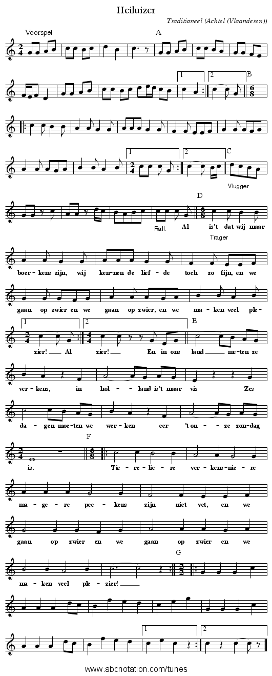 Heiluizer - staff notation