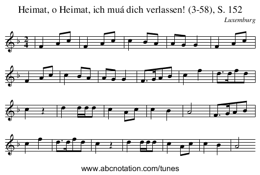 Heimat, o Heimat, ich muá dich verlassen! (3-58), S. 152 - staff notation