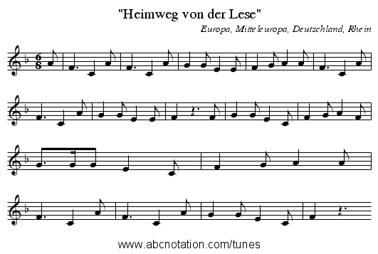 Heimweg von der Lese - staff notation