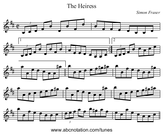 Heiress, The - staff notation