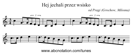 Hej jechali przez wsisko - staff notation