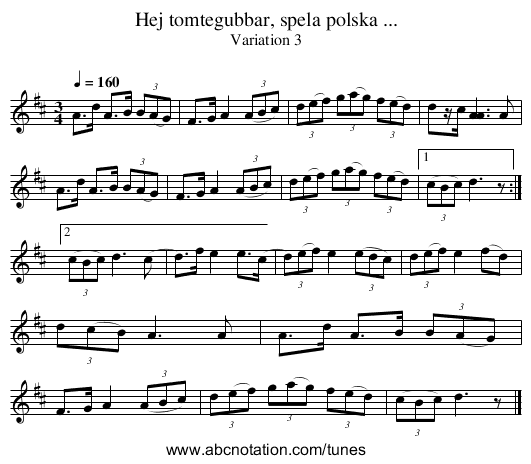 Hej tomtegubbar, spela polska ... - staff notation