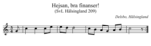 Hejsan, bra finanser! - staff notation