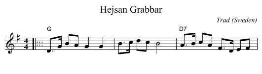 Hejsan Grabbar - staff notation