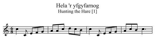 Hela 'r yfgyfarnog - staff notation