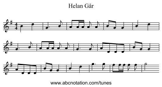 Helan Går - staff notation
