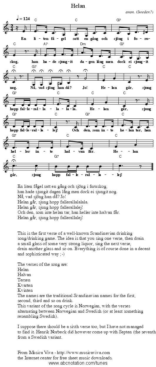 Helan - staff notation