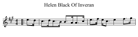 Helen Black Of Inveran - staff notation