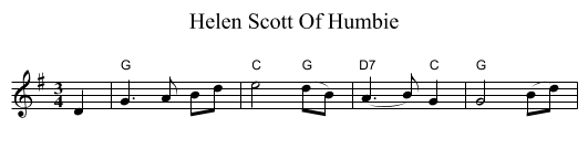 Helen Scott Of Humbie - staff notation