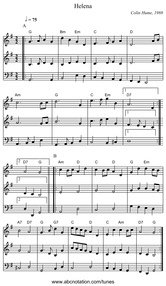 Helena - staff notation