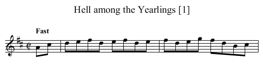 Hell among the Yearlings [1] - staff notation