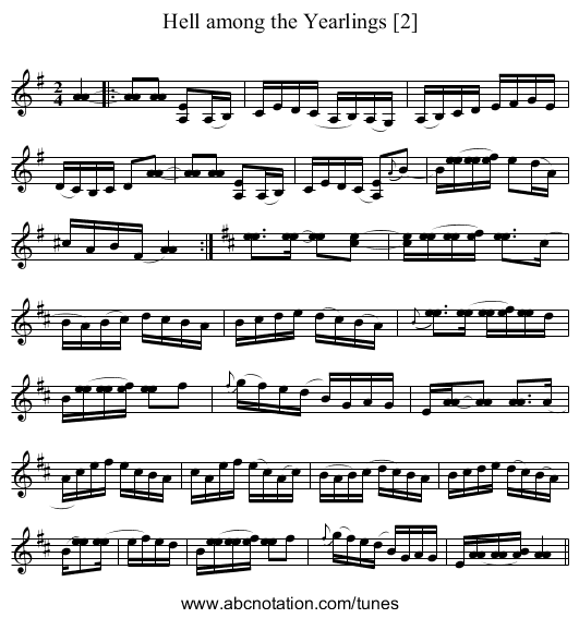 Hell among the Yearlings [2] - staff notation