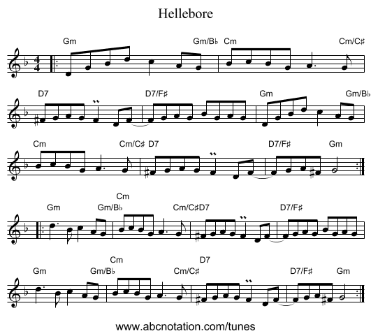 Hellebore - staff notation
