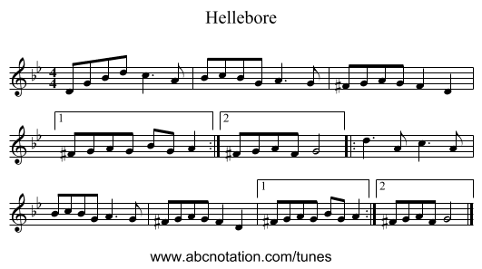 Hellebore - staff notation