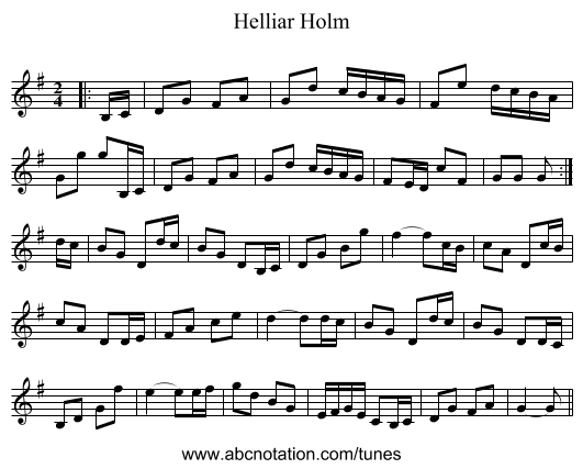 Helliar Holm - staff notation